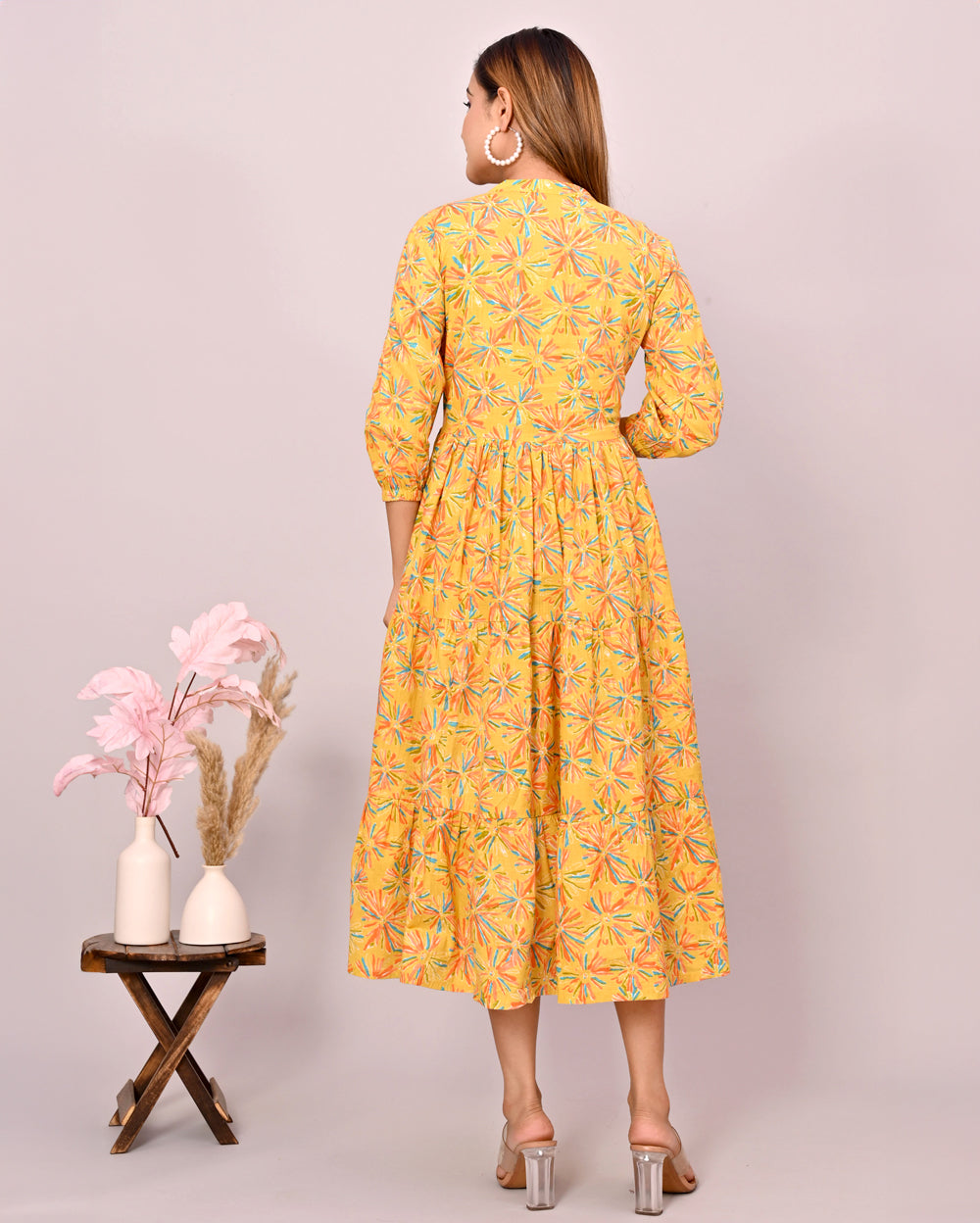 Yellow Floral Printed Dress