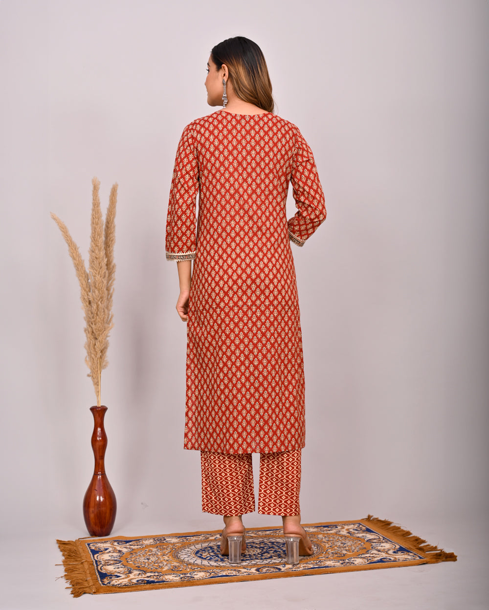 Embroidery Printed Cotton Suit Set With Dupatta