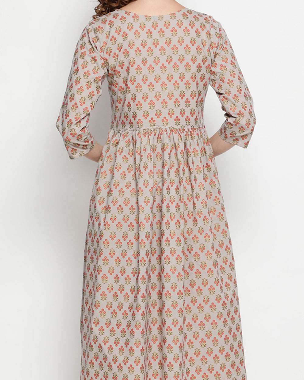 Gray Paisley Hand block printed Cotton Dress