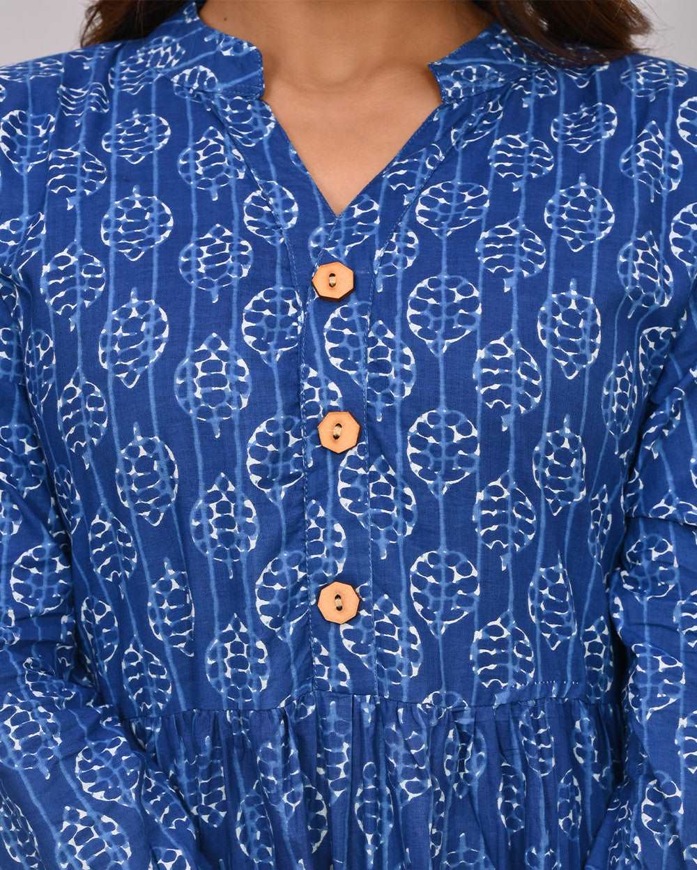 Indigo With White Buti Printed Dress