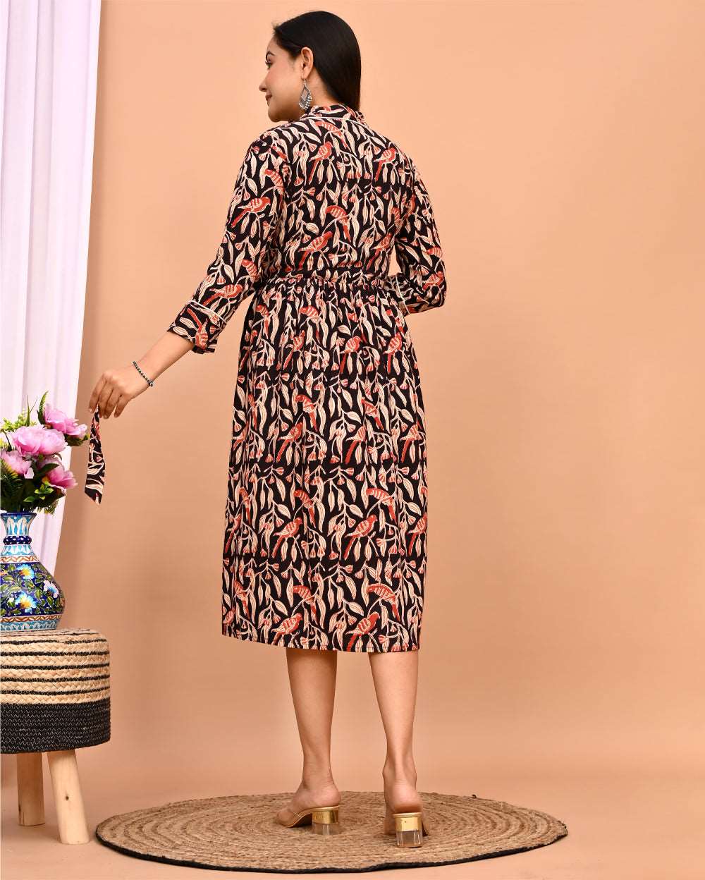 Shyahi Beghar Jaal Hand Block Printed Cotton Dress