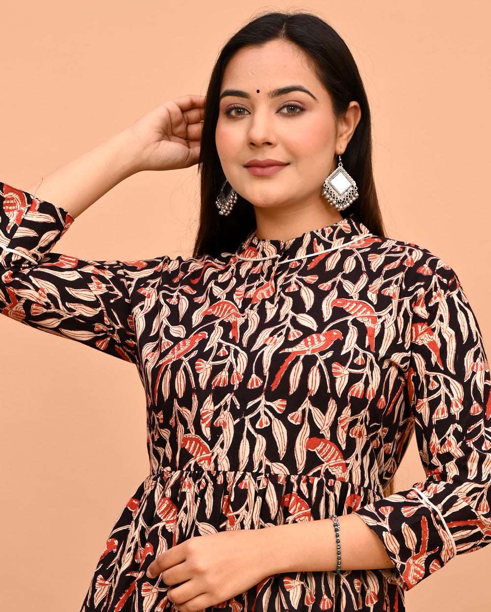 Shyahi Beghar Jaal Hand Block Printed Cotton Dress