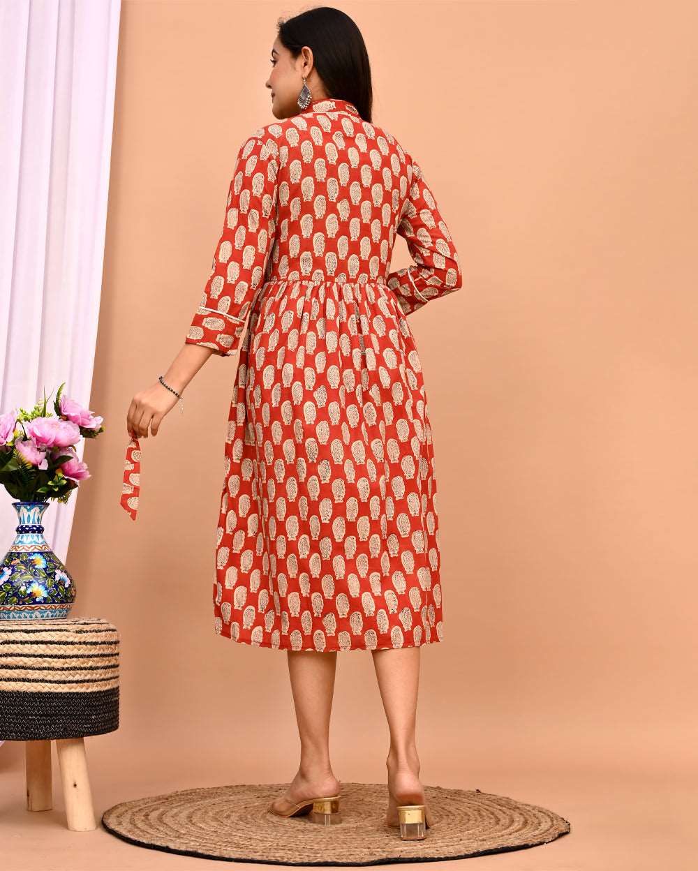 Shyahi Beghar Hand Block Printed Cotton Dress
