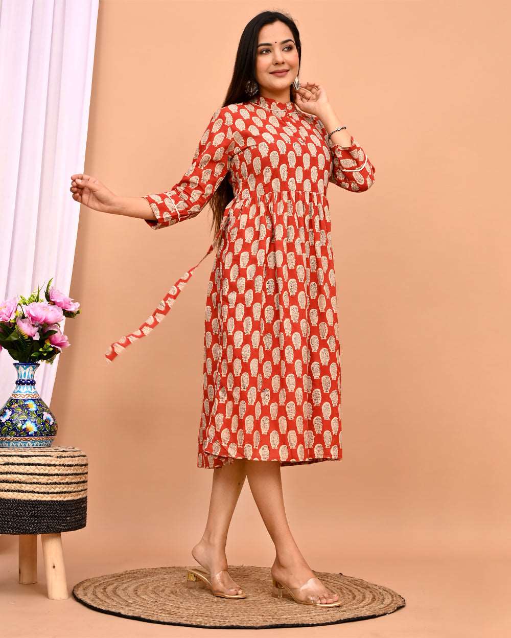 Shyahi Beghar Hand Block Printed Cotton Dress