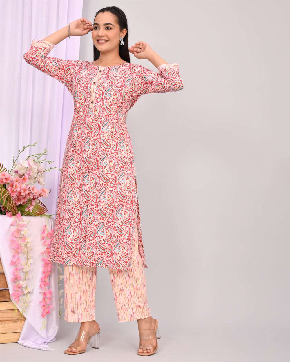 Buy Grey Cotton Hand-Painted Straight Kurti Online | Colorauction