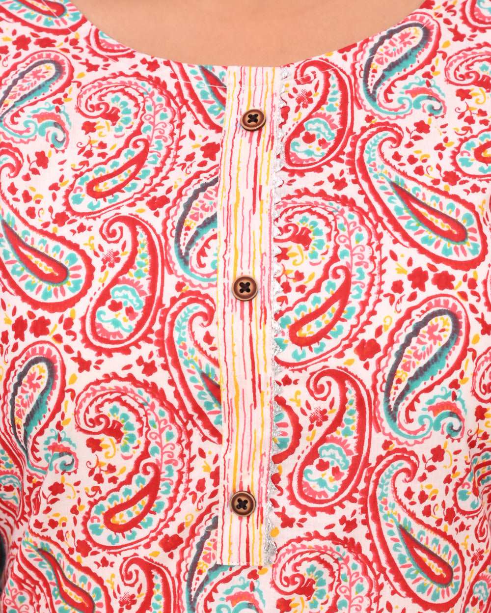 Multi Color Paisley Hand block Printed Cotton Kurti Pant Set