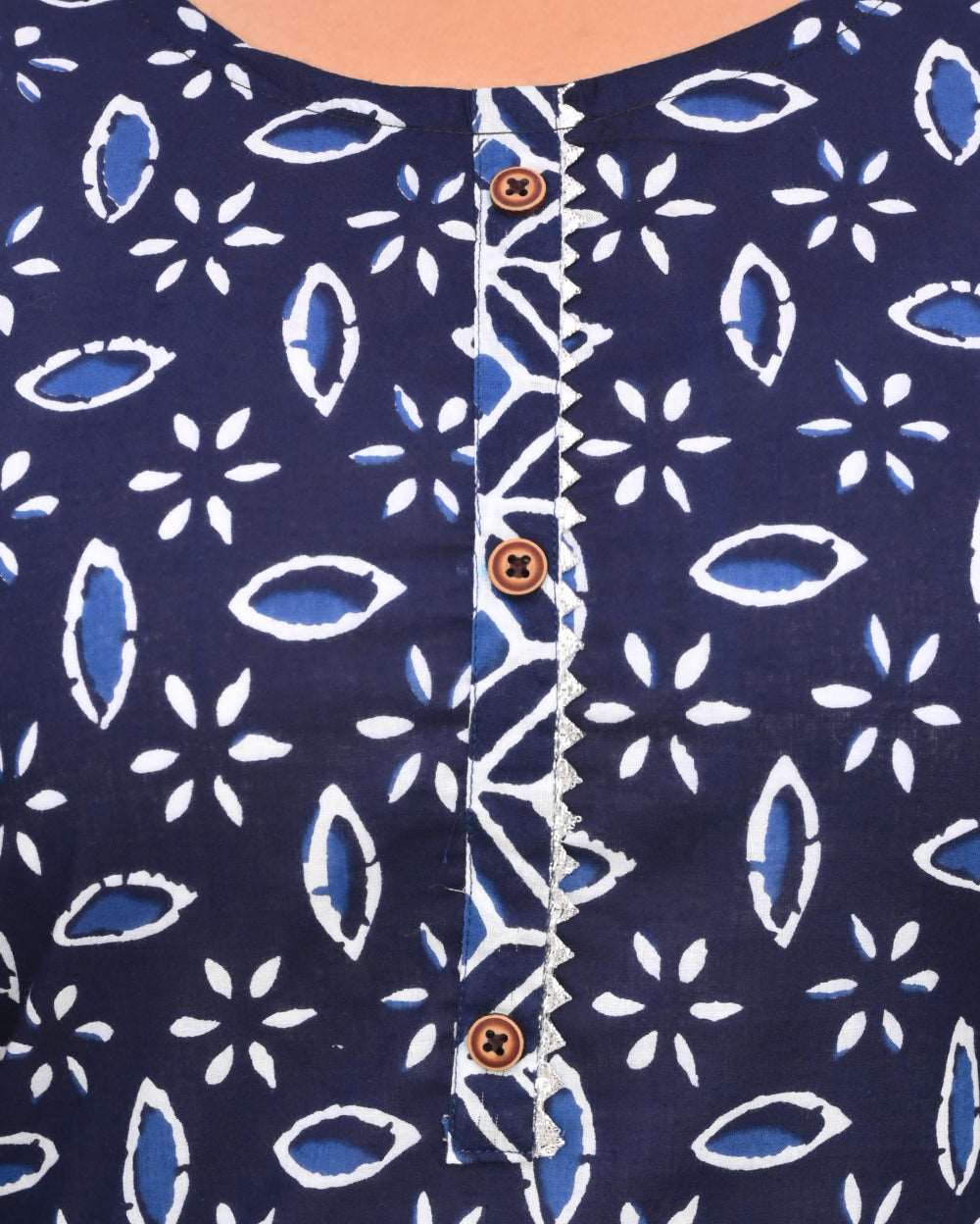 Indigo Blue Hand block Printed Cotton Kurti Pant Set