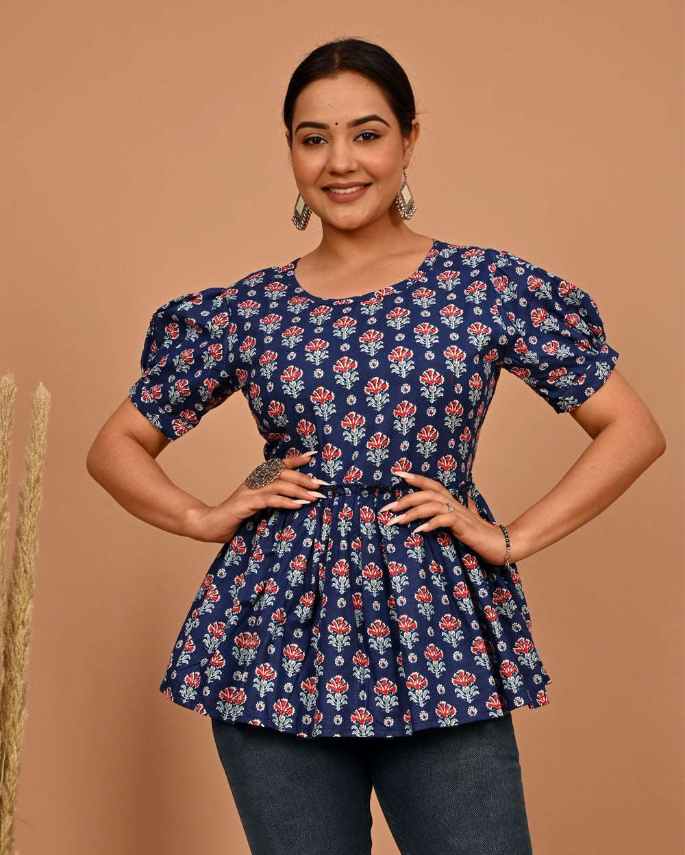 Buy WOMEN TOUCH Women Blue Printed Cambric Top Online at Best Prices in  India - JioMart.