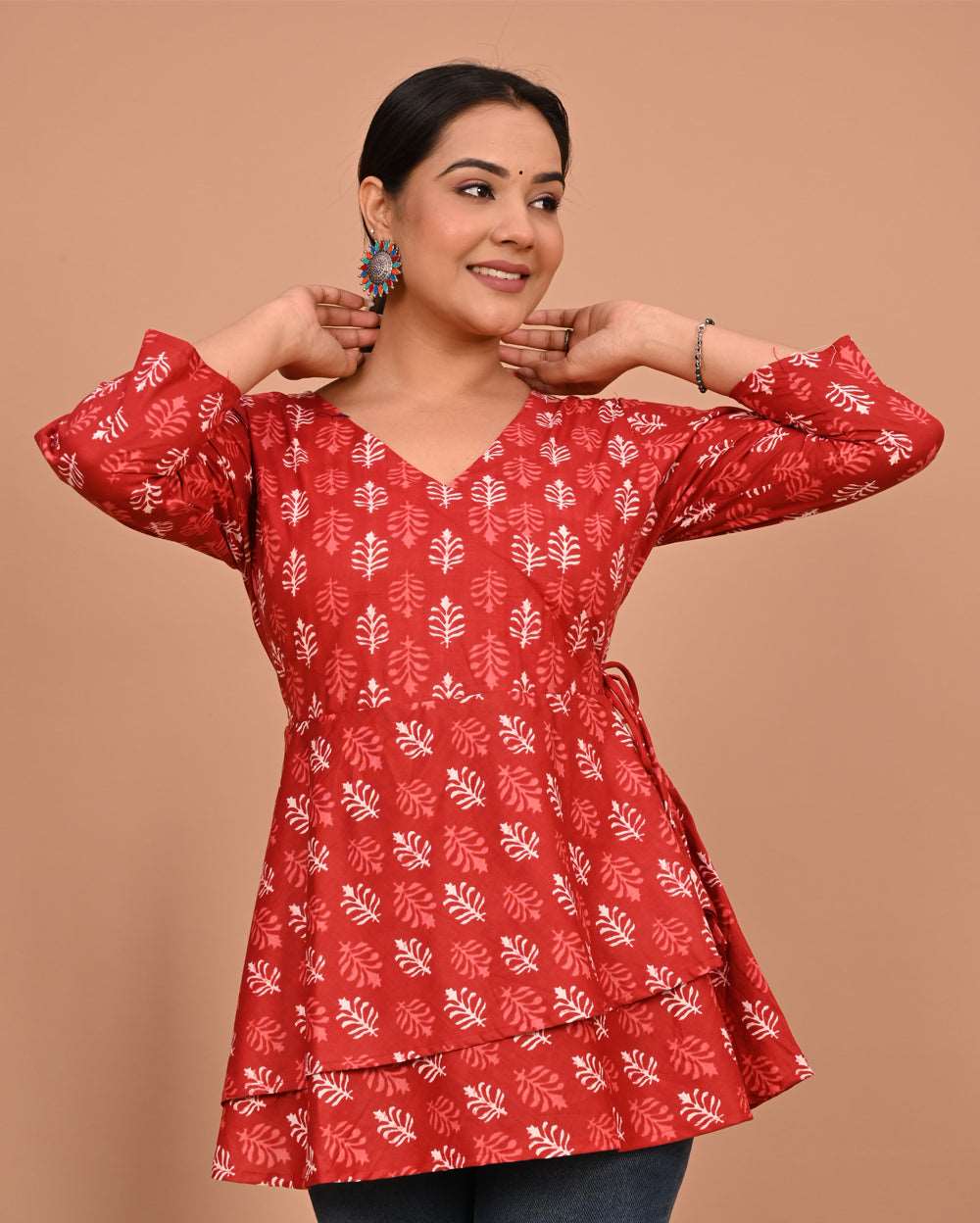 Beautiful Angrakha style printed Kurti in two color part | Stylish dresses,  Indian fashion dresses, Dress indian style