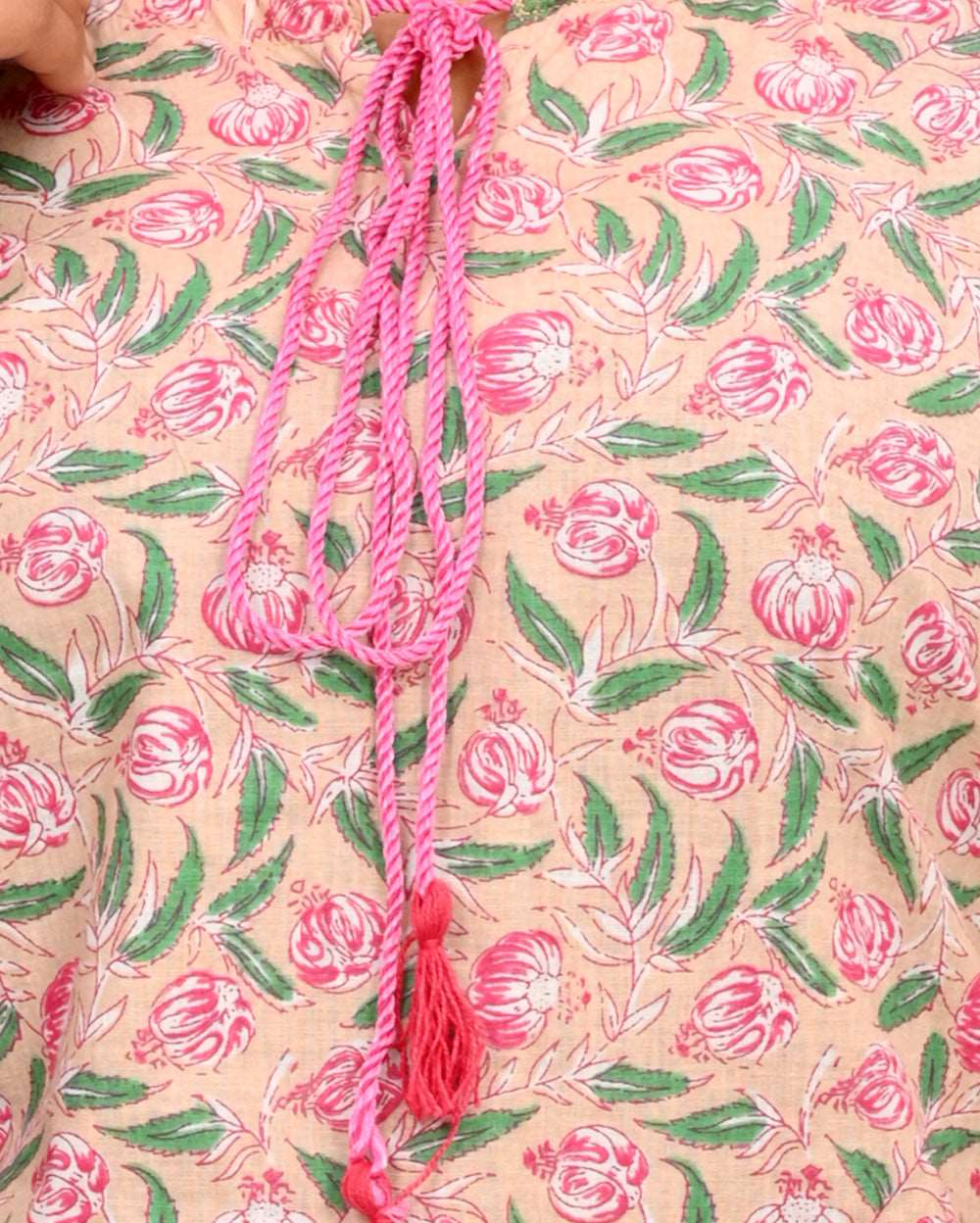 Pink Jaal Floral Block Printed Short Kurti/Top
