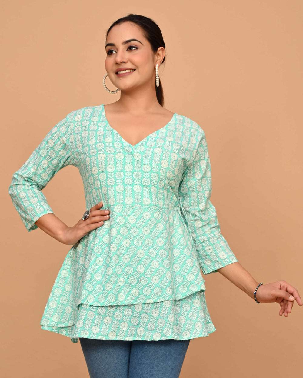 MINC - Buy Classic Embroidered Short Kurti In White Linen Online