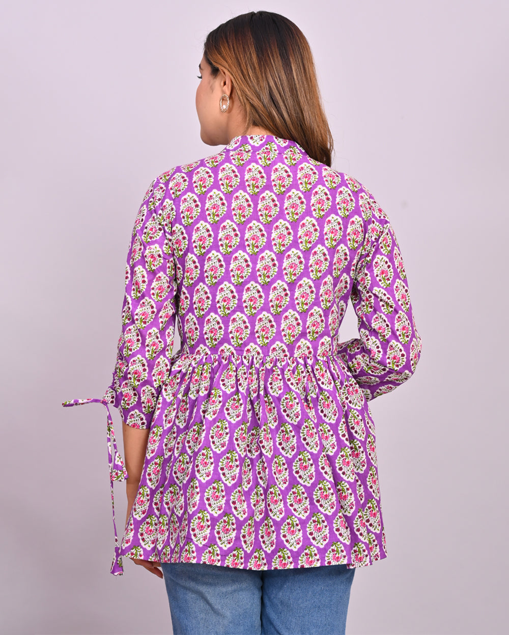 Paisley Printed Frill-Style Cotton Top