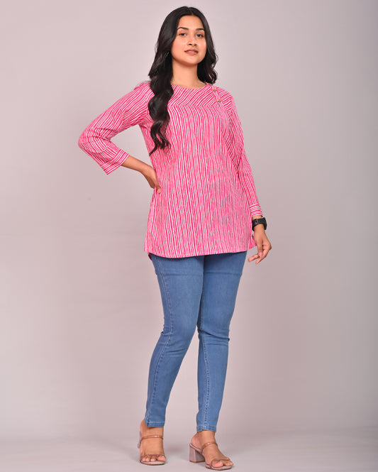 Pink Lining Printed Cotton Top