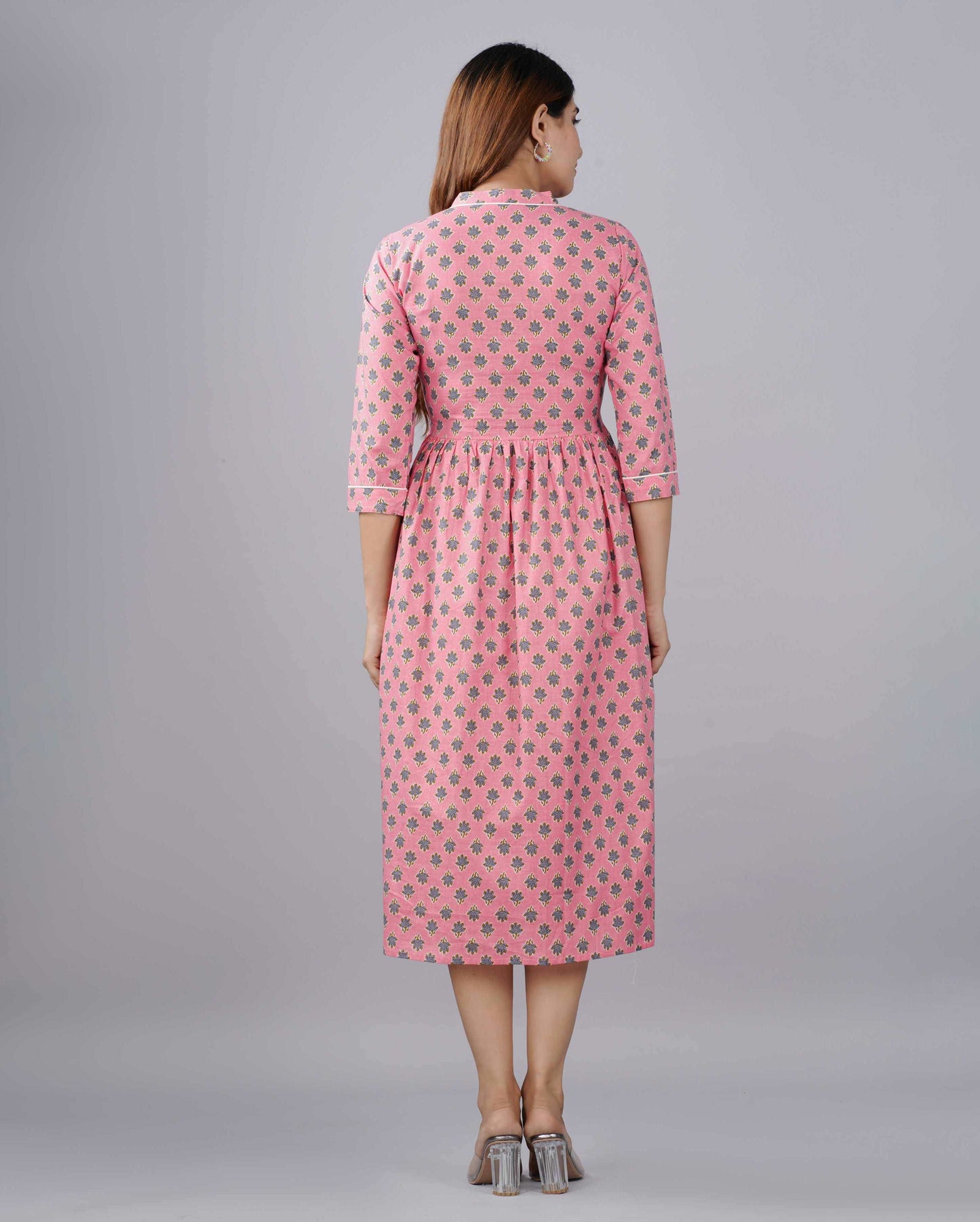 Light Pink Hand block Printed Cotton Dress