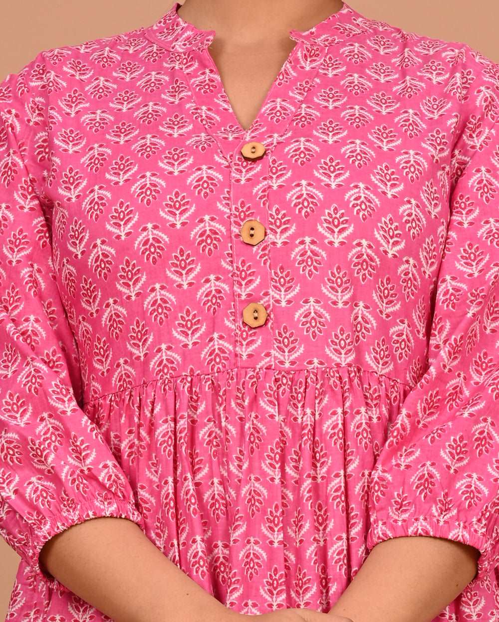 Pink Pankh Buti Printed Dress