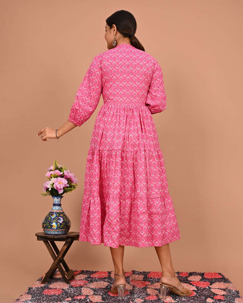 Pink Pankh Buti Printed Dress
