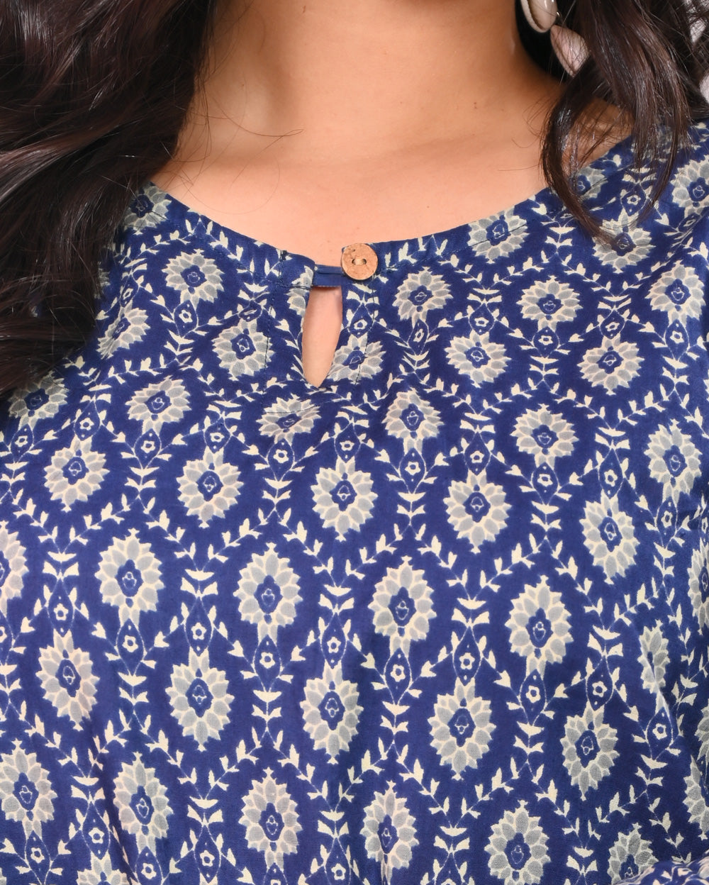 Blue Butil Block Printed Cotton Short Top