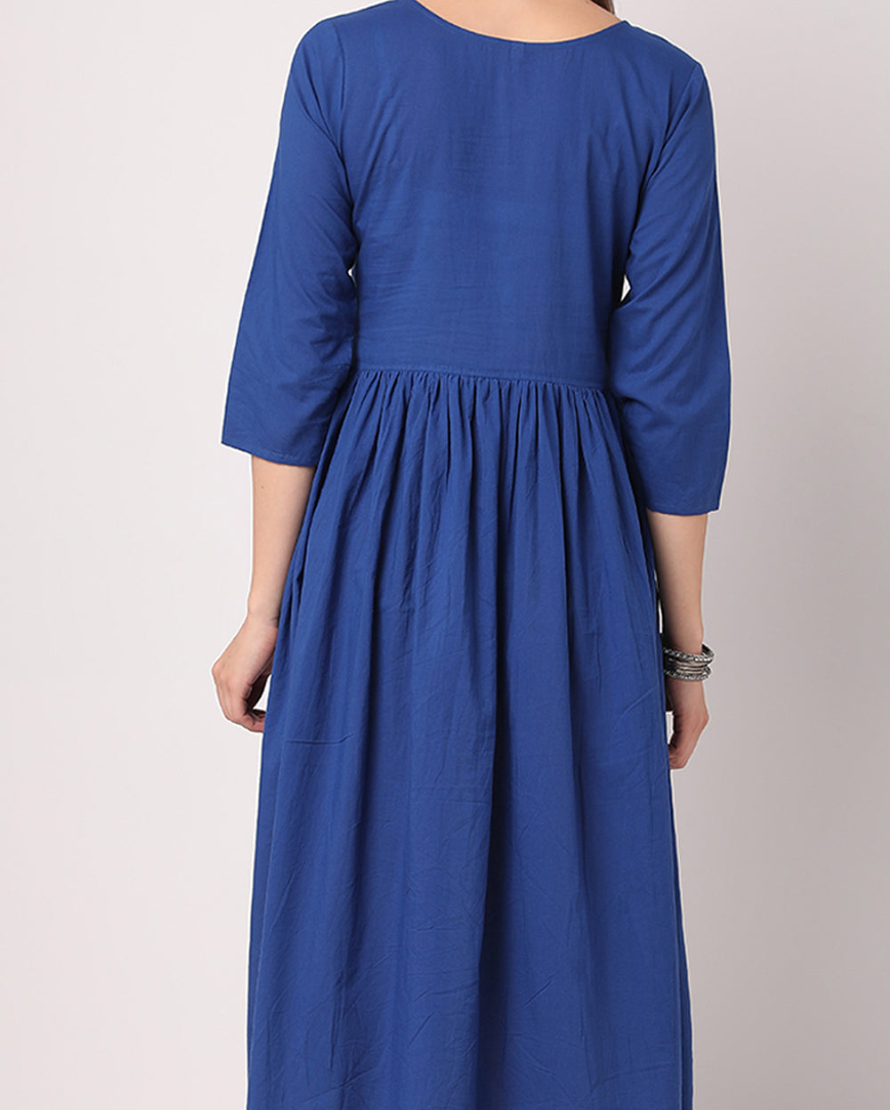 Solid Blue Cotton Dress