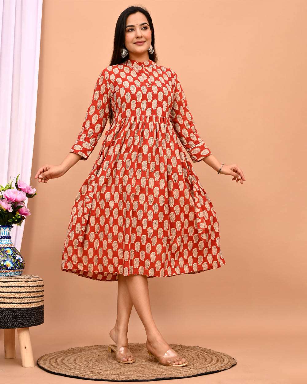 Shyahi Beghar Hand Block Printed Cotton Dress