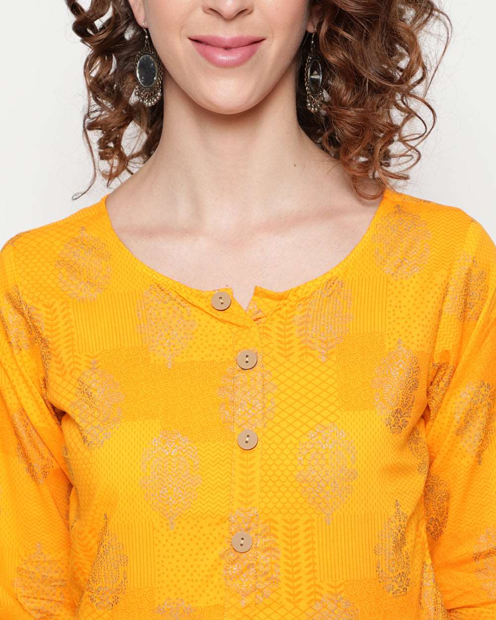 Yellow Paisley Hand block Printed Cotton Dress